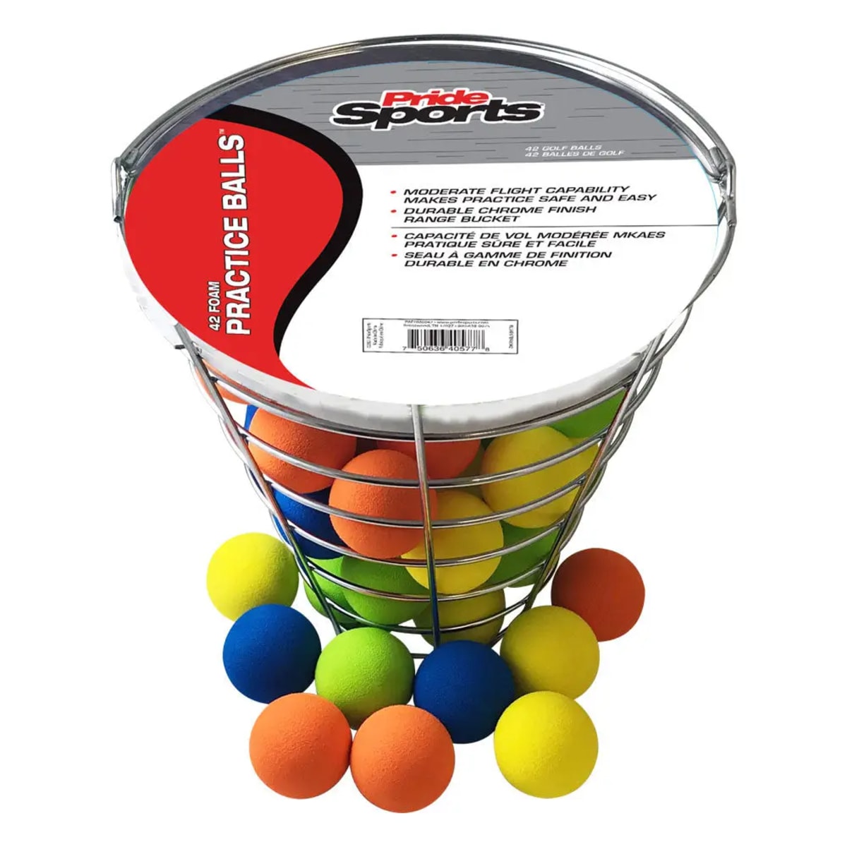 Pride Sports 42 Foam Practice Balls with Metal Bucket