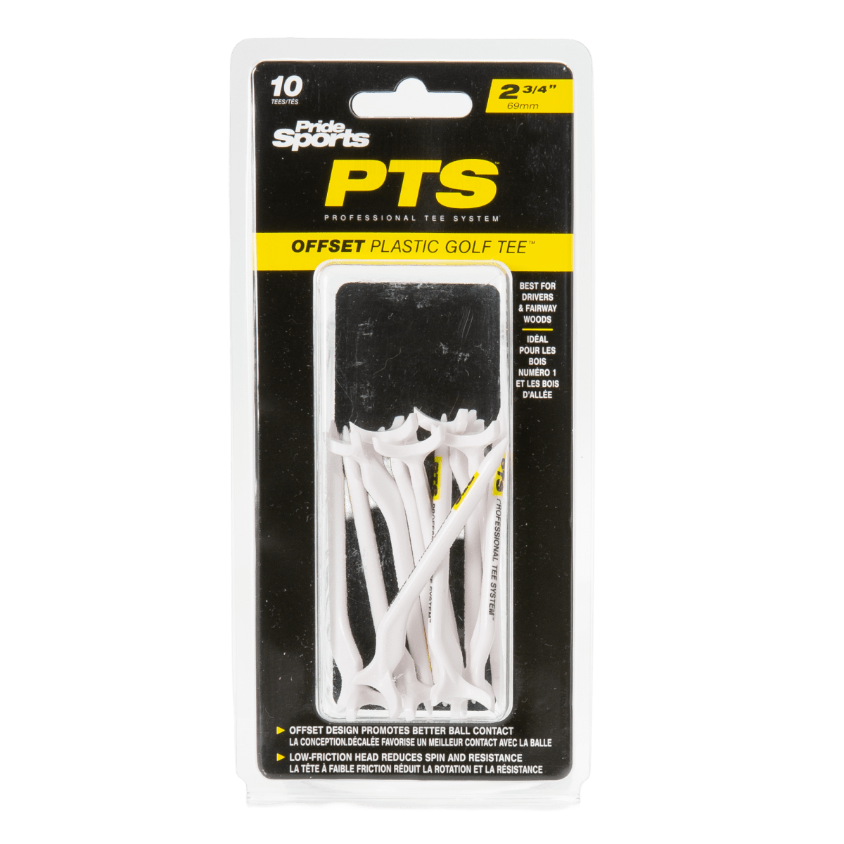 Pride PTS Offset Tees - 2 3/4" - 10 Pack - White