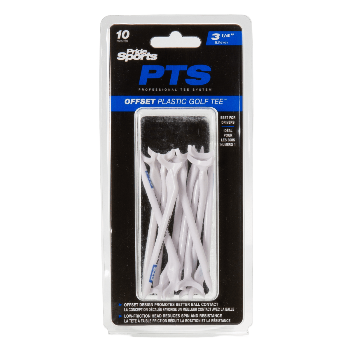 Pride PTS Offset Tees - 3 1/4" - 10 Pack - White
