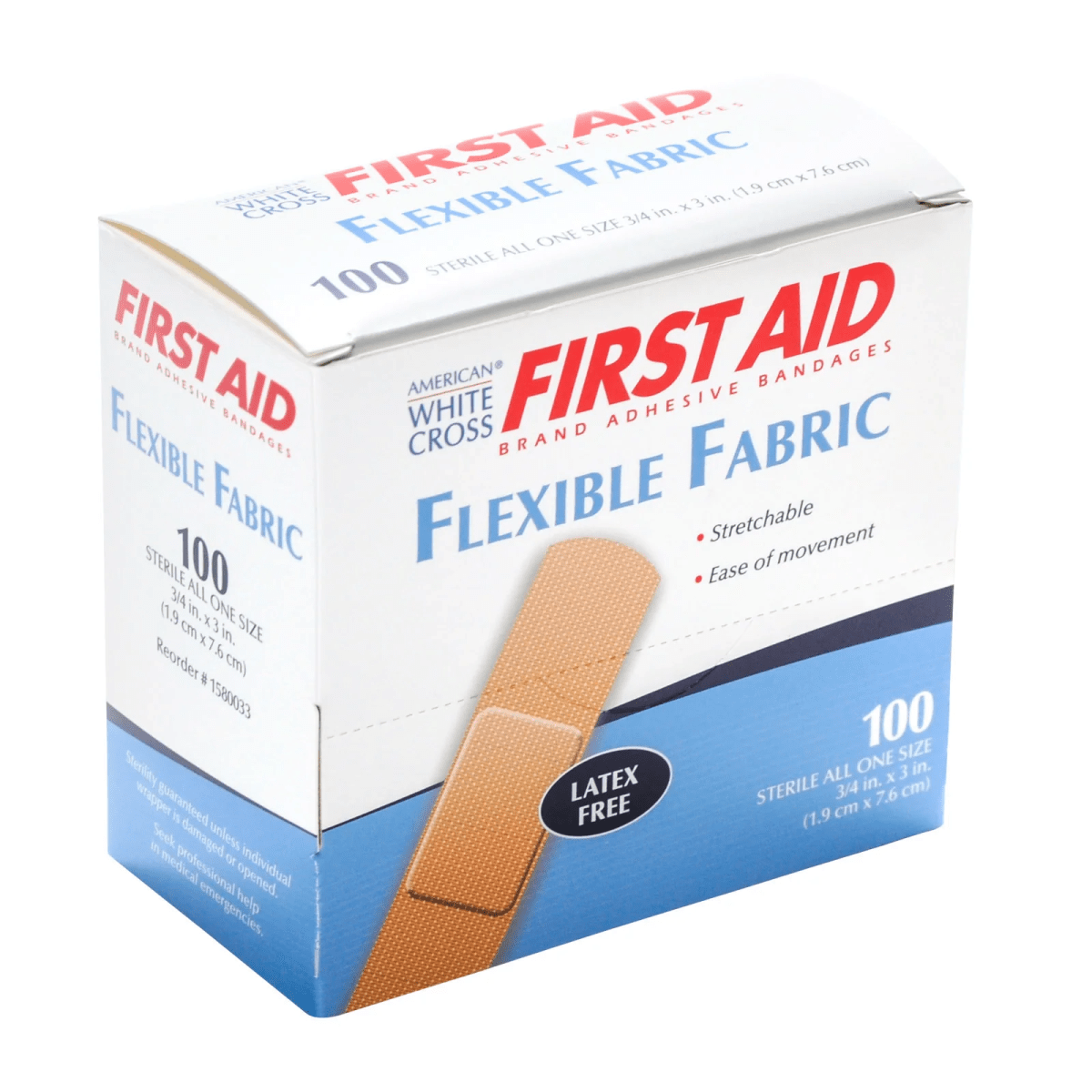 American White Flexible Bandages - 3/4" x 3" - 100 Count