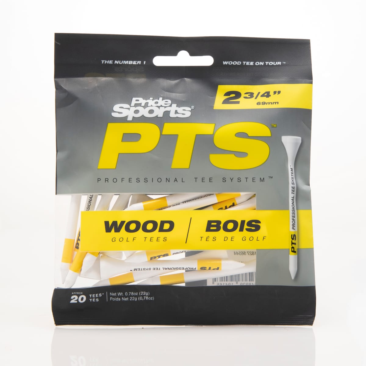 Pride PTS ProLength Tees- 2 3/4" - 20 Pack -White