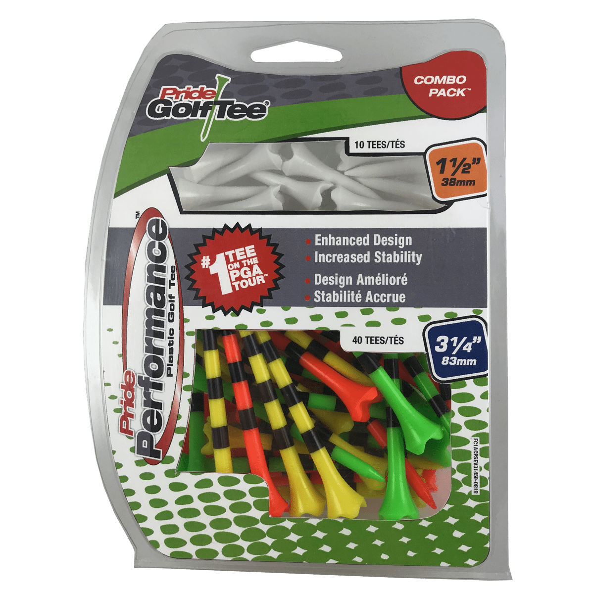 Pride PTS Performance Striped Tees - 3 1/4" Combo - 50 Pack