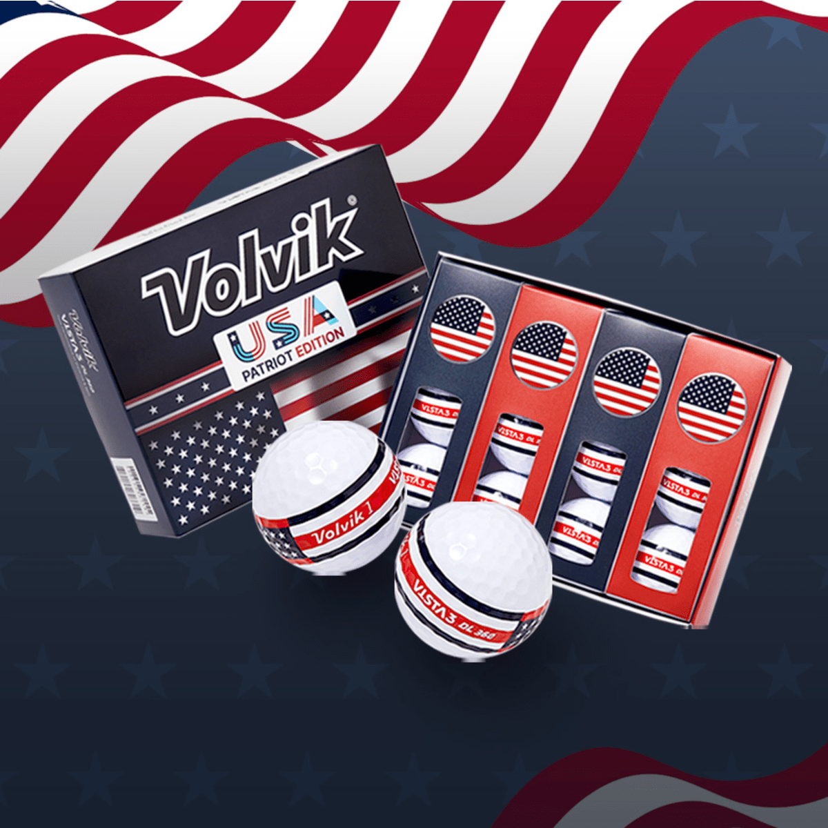 Volvik Vista 3 Patriot Edition - 1 Dozen Golf Balls - White
