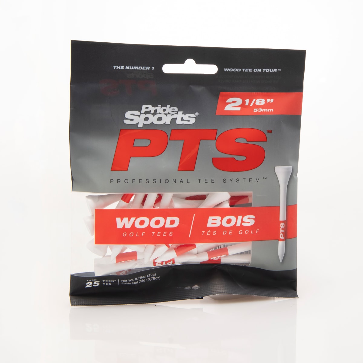 Pride PTS Tee - 2 1/8" - 25 Pack - White