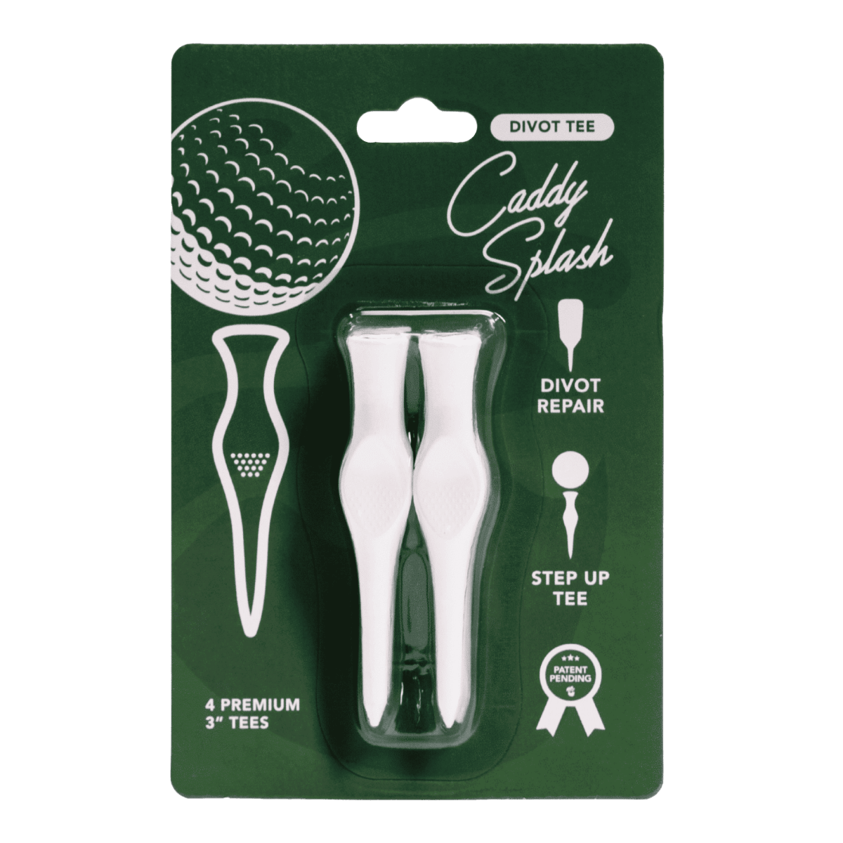 Caddy Splash 3" Divot Tee - 4 Count- White