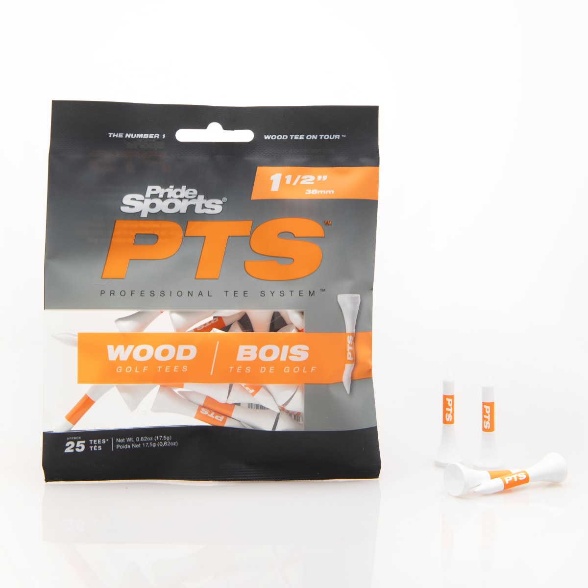 Pride PTS Tees - 1 1/2" - 25 Pack - White