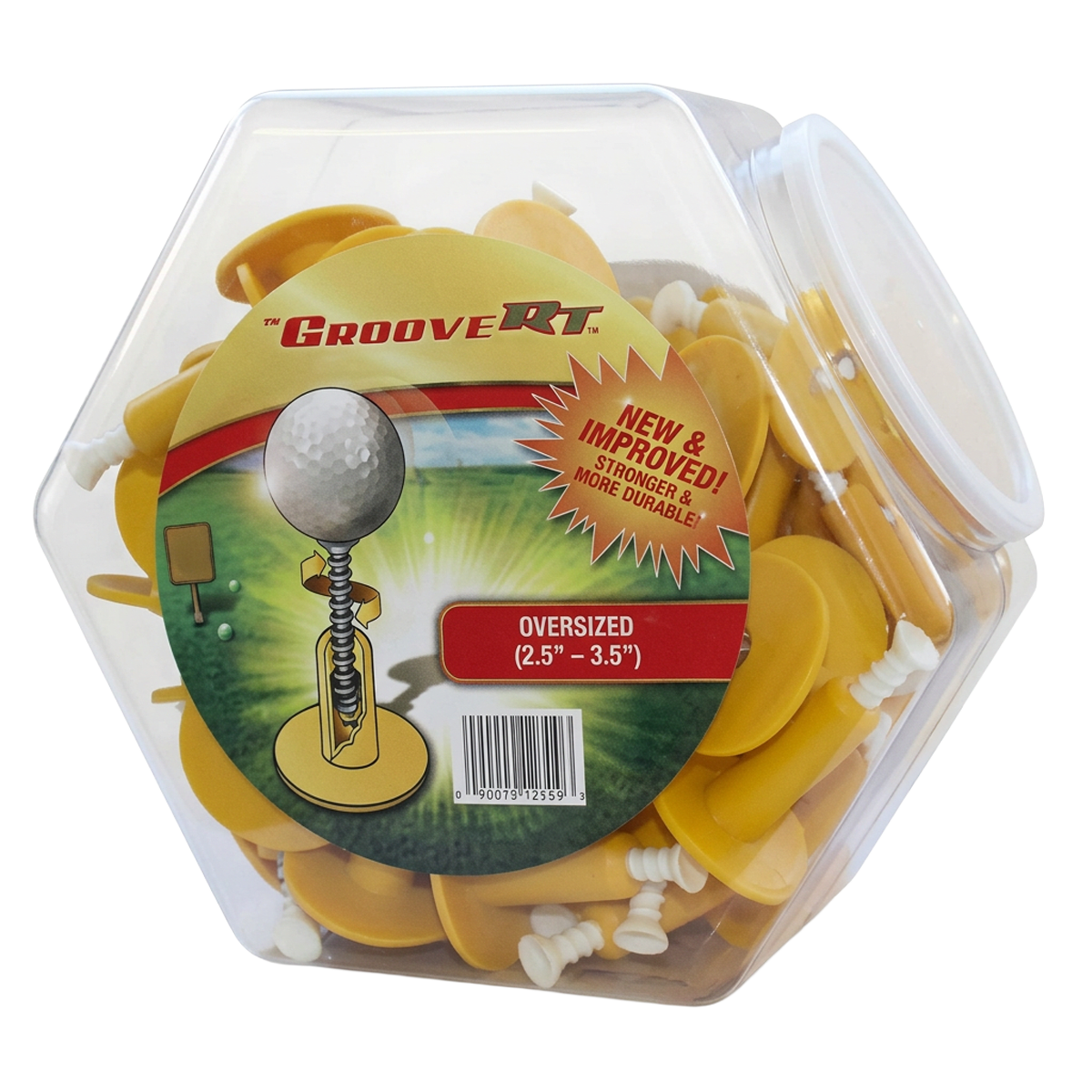 Groove RT Adjustable Height Range Mat Tees - Oversized - Yellow - 75 Count Jar