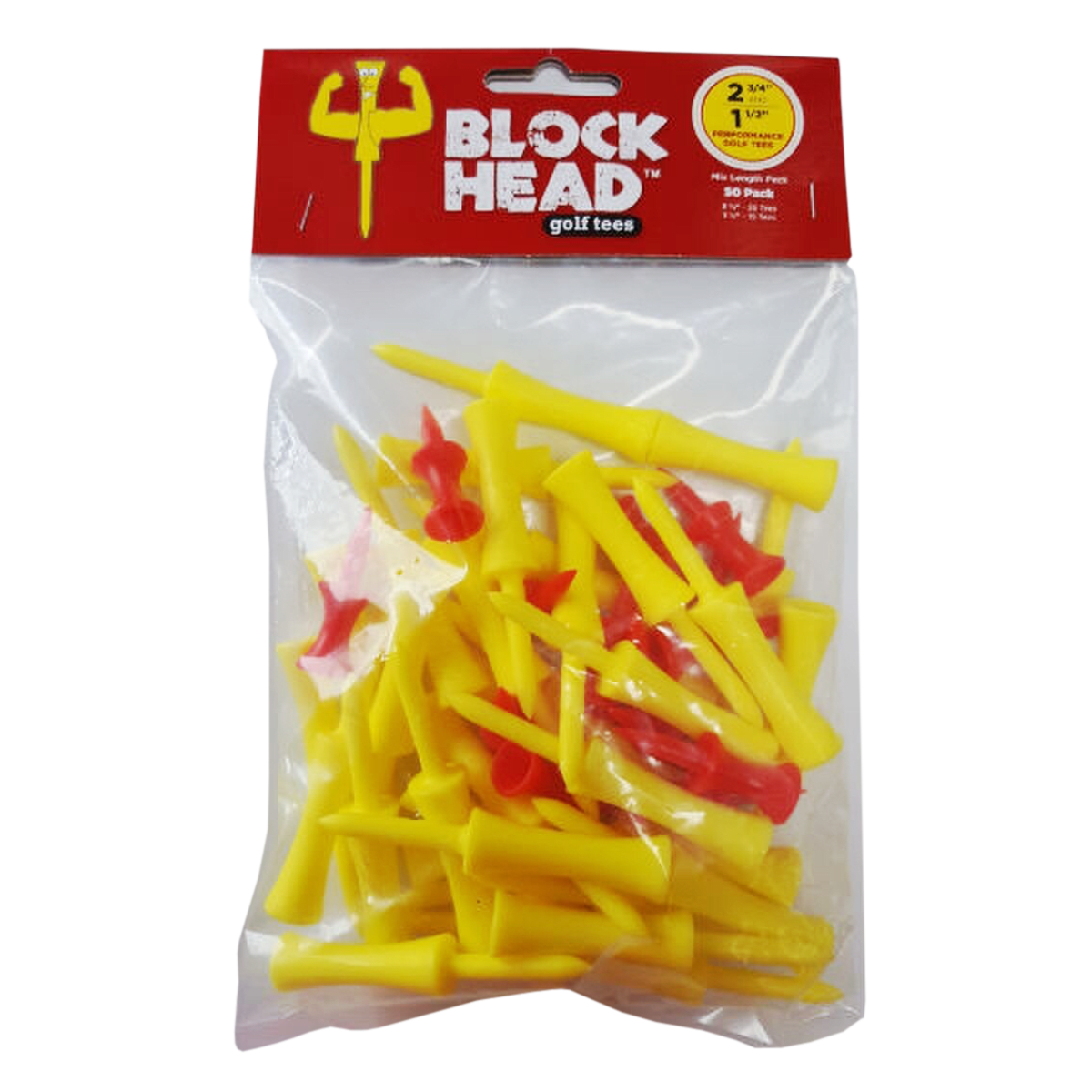 Block Head Tees - 50pc Combo Pack - 1 1/2" (15) & 2 3/4 (35)