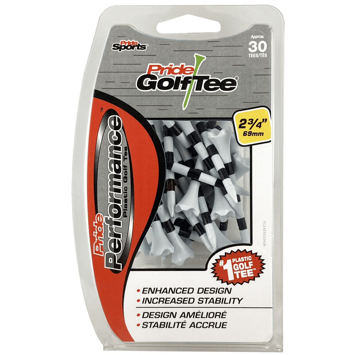 Pride Performance Striped Tees 2 3/4" - 30 Pack