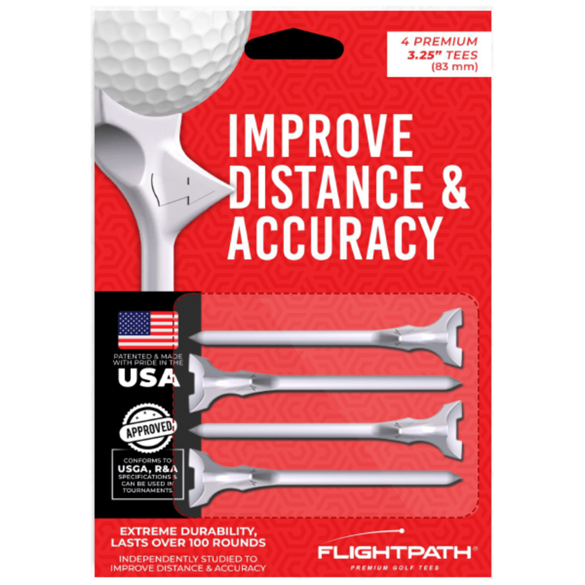 Flightpath Tees - 3 1/4 " - 4 Pack - White