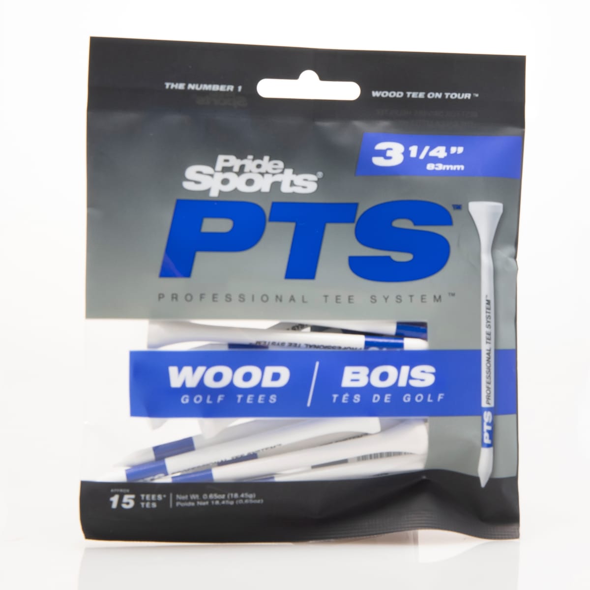 Pride PTS ProLength Plus Tees - 3 1/4" - 15 Pack - White