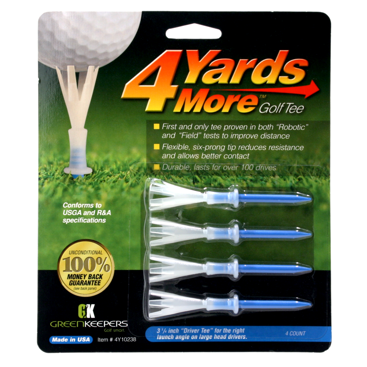 Green Keepers 4 Yards More Tees - 3 1/4" - Blue