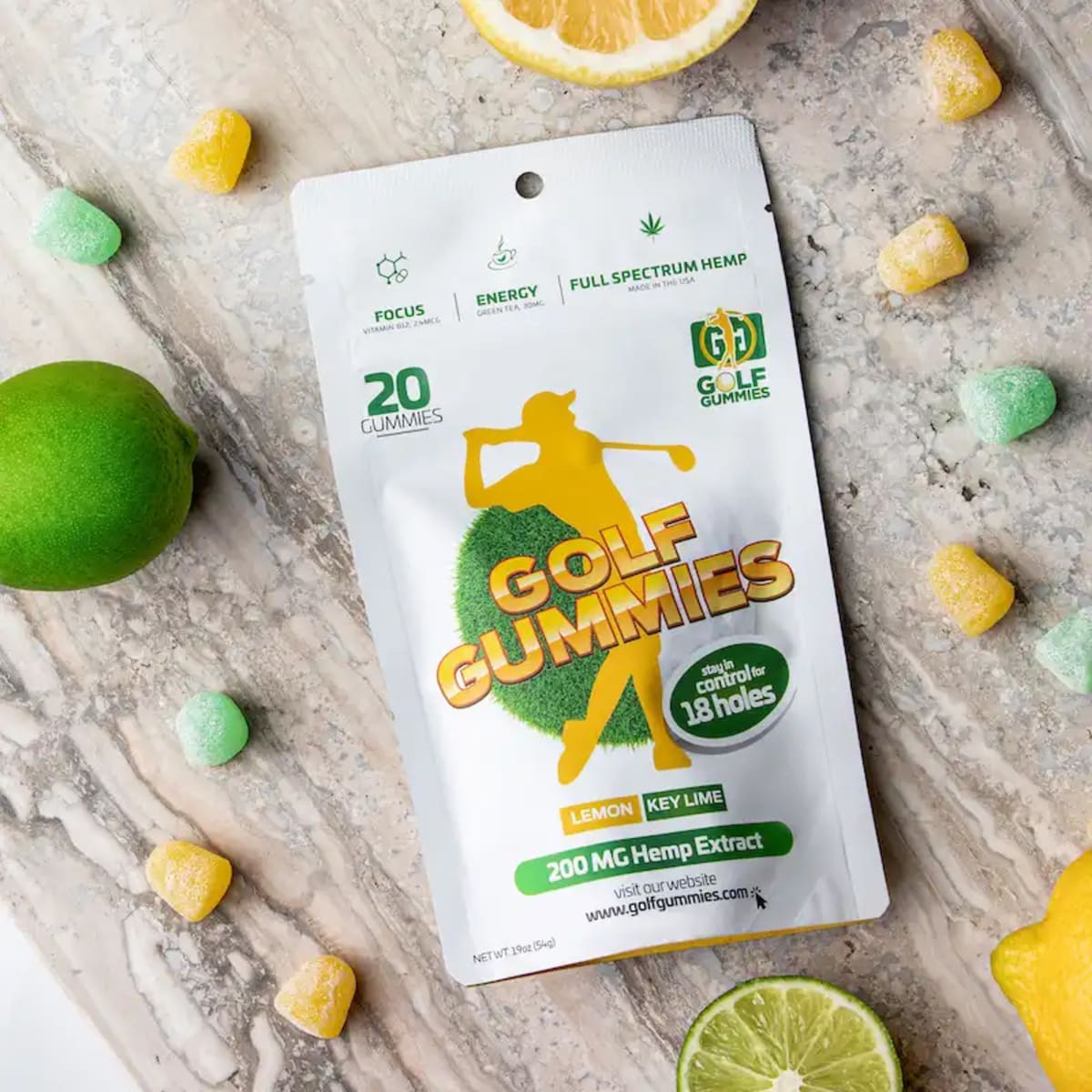 Golf Gummies 200mg Hemp Extract - Full Spectrum (20 per pack)