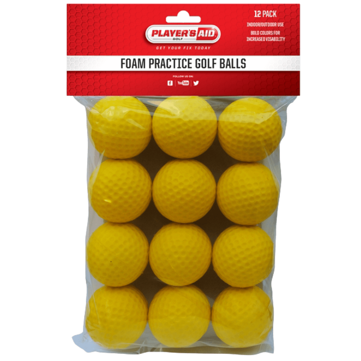 Player's Aid Foam Practice Balls - 12 Pack - Yellow