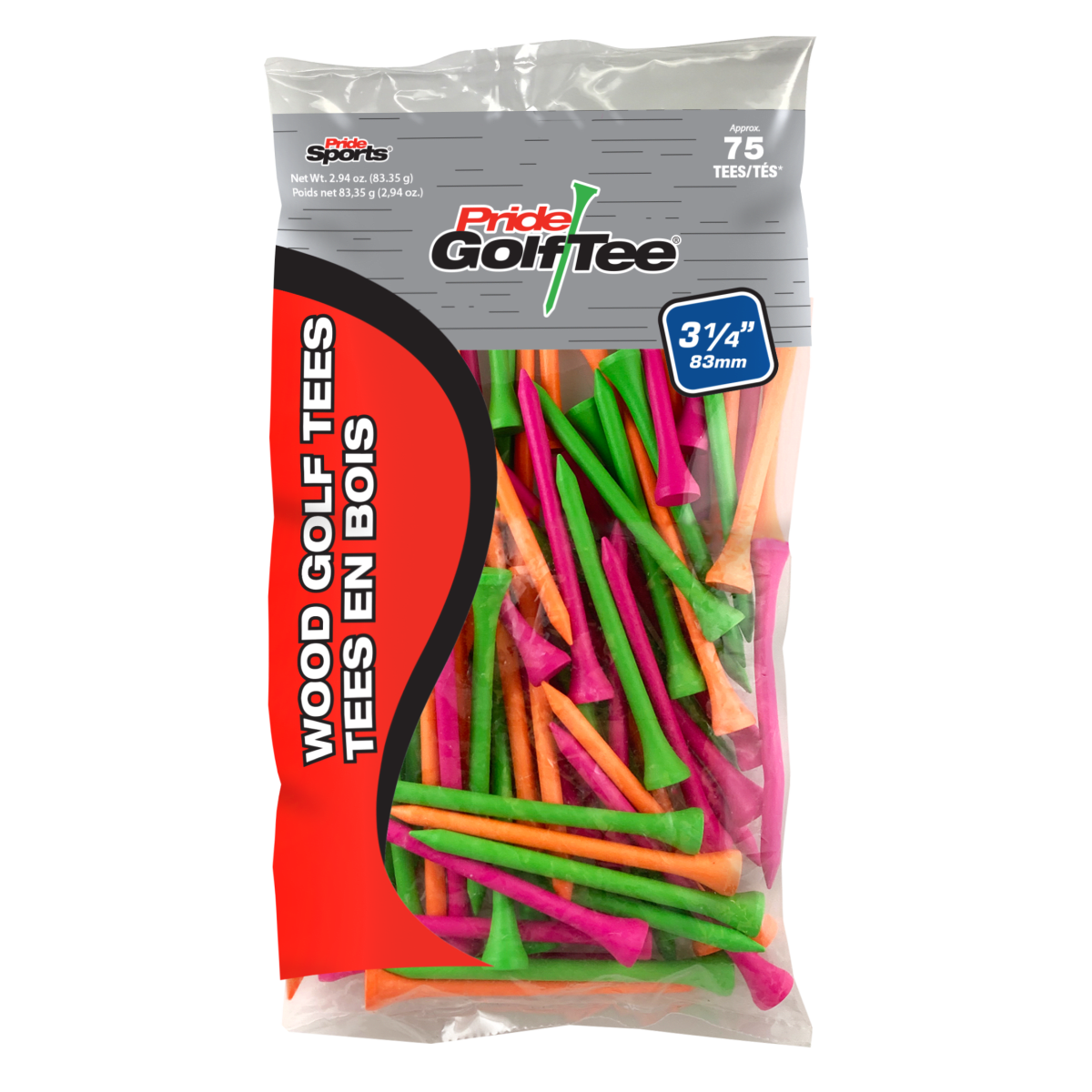 Pride Deluxe Tees - 3 1/4" - 75 Pack