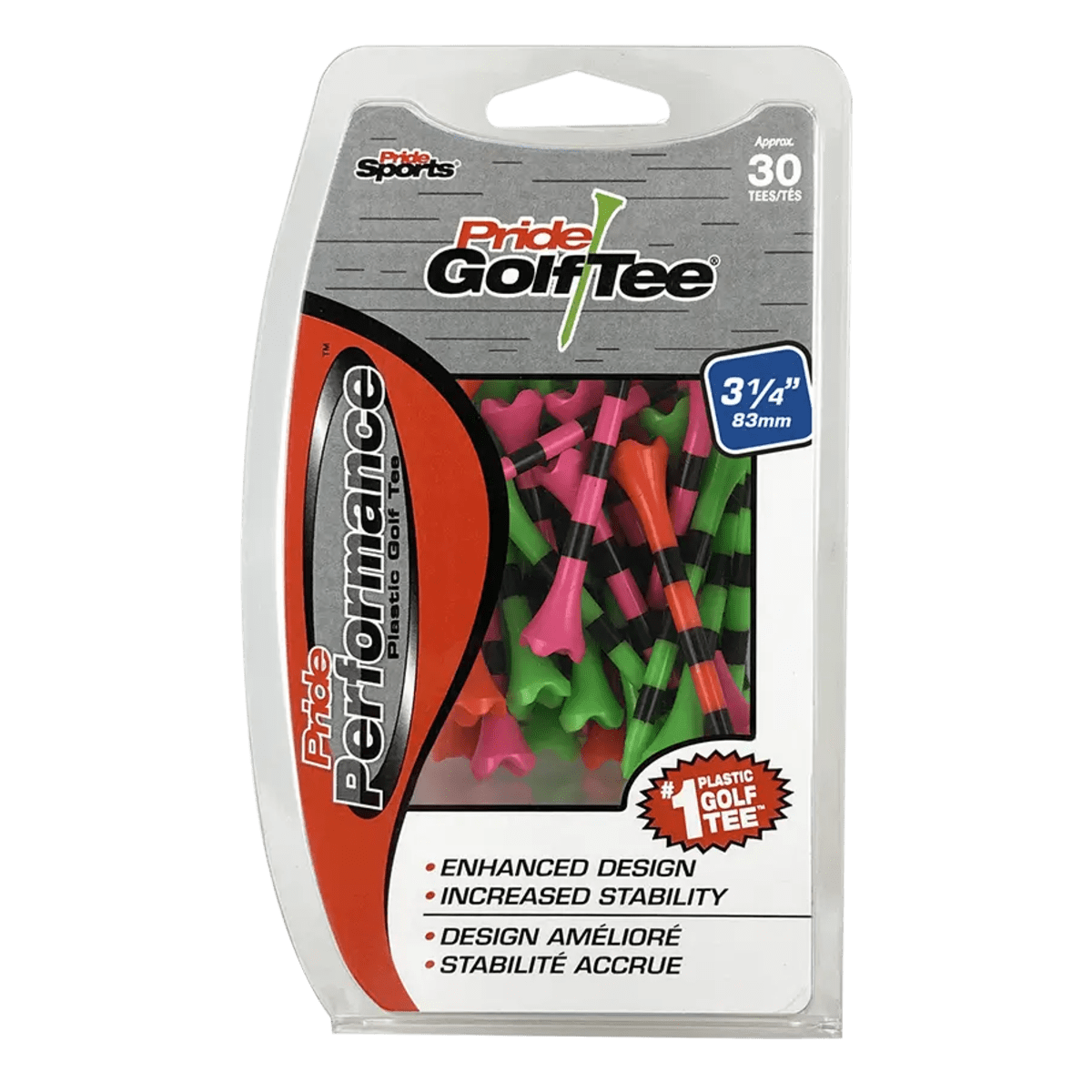 Pride Performance Striped Tees 3 1/4" - 30 Pack