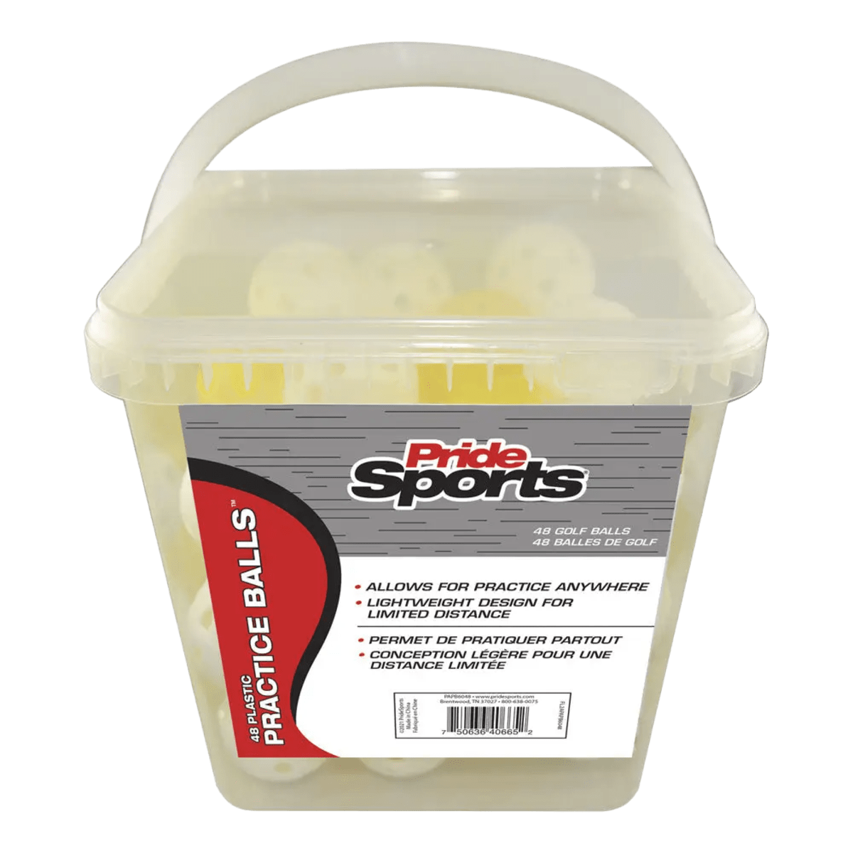 Pride Plastic Practice Balls - 48 Count with Bucket