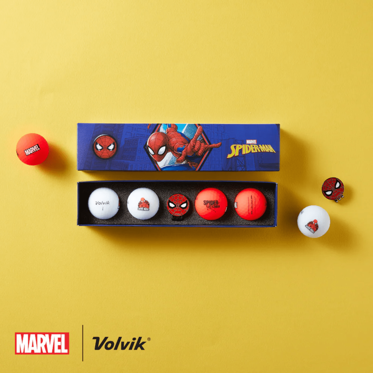 Volvik Vivid Soft Marvel Series - 4 Balls with Ball Marker