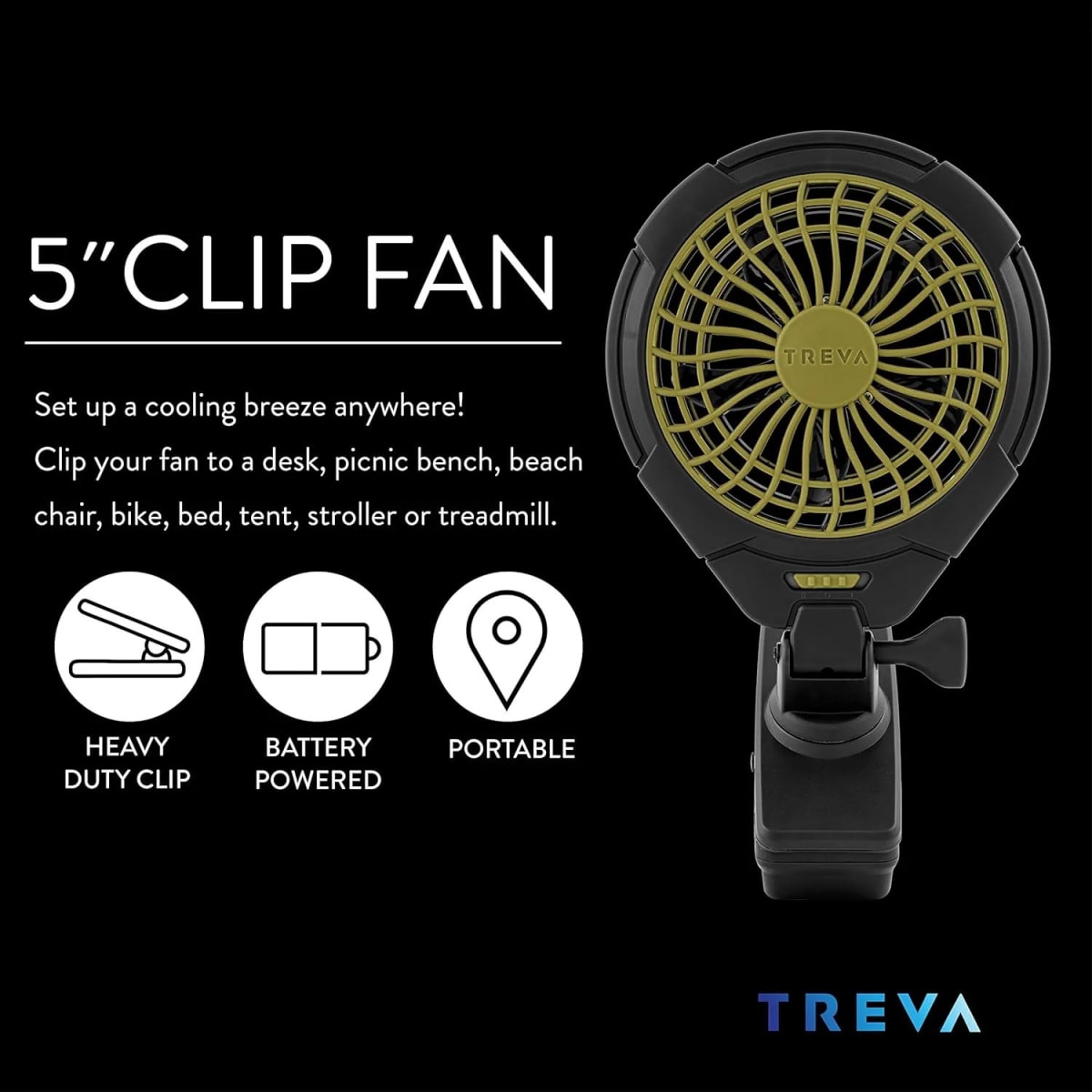 Treva 5" Clip Cart Fan