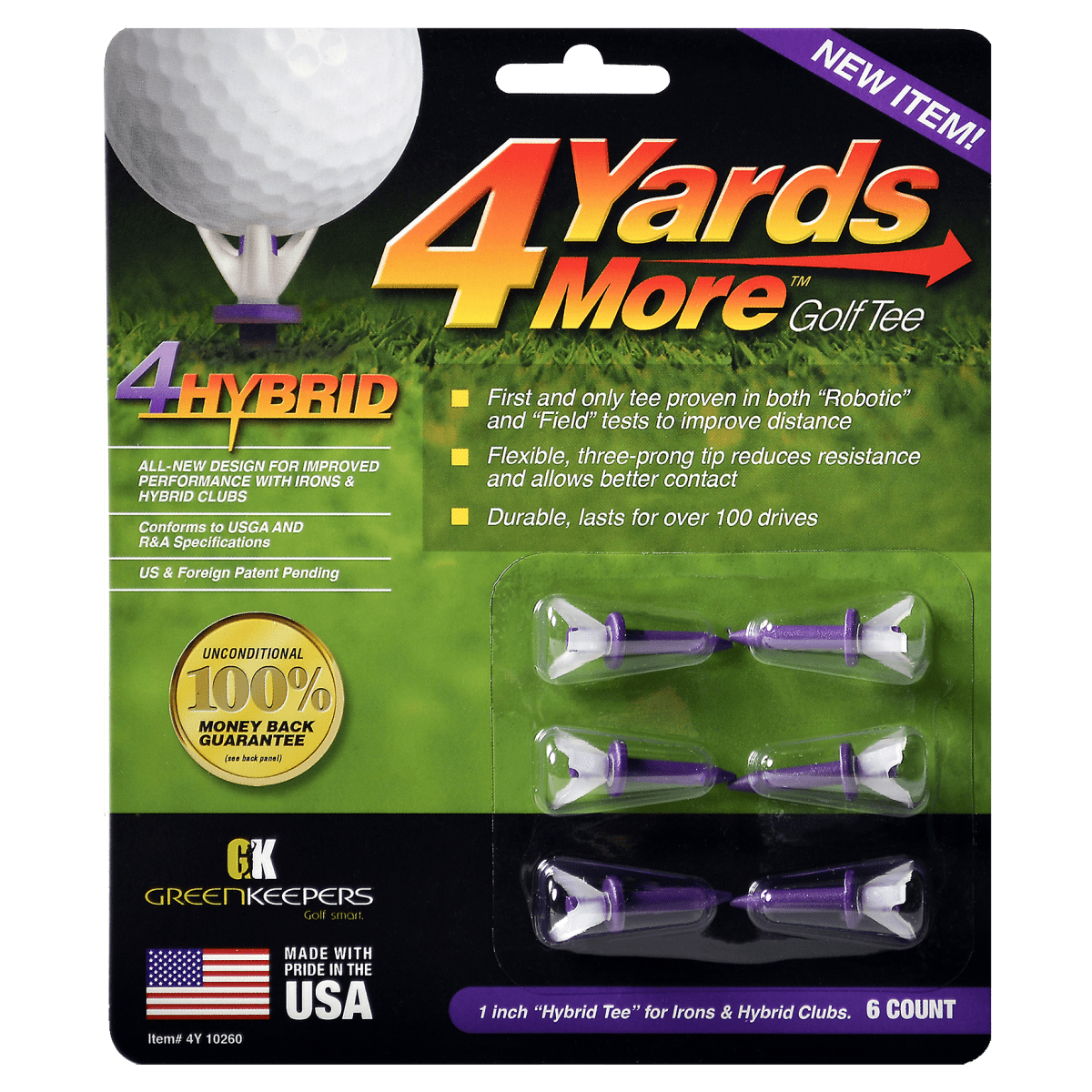 Green Keepers 4 Yards More Tees - 1" Hybrid - Purple