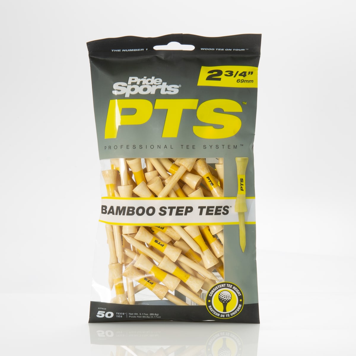 Pride PTS Bamboo Step Tees - 2 3/4" - 50 pack - Natural