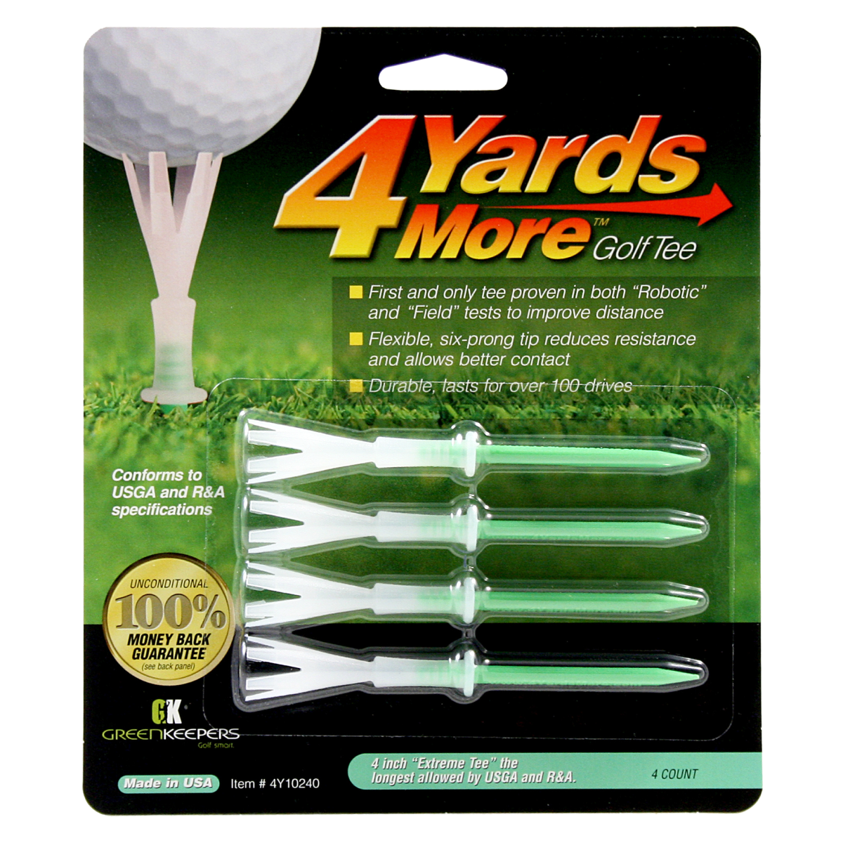 Green Keepers 4 Yards More Tees - 4" - Green