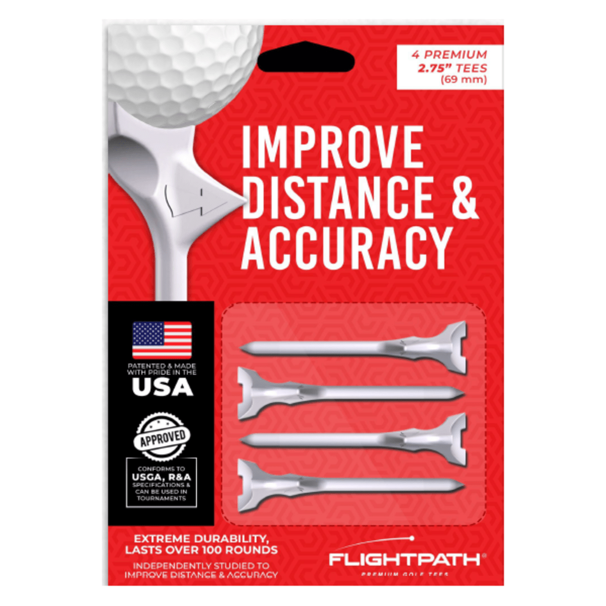 Flightpath Tees - 2 3/4" - 4 Pack - White