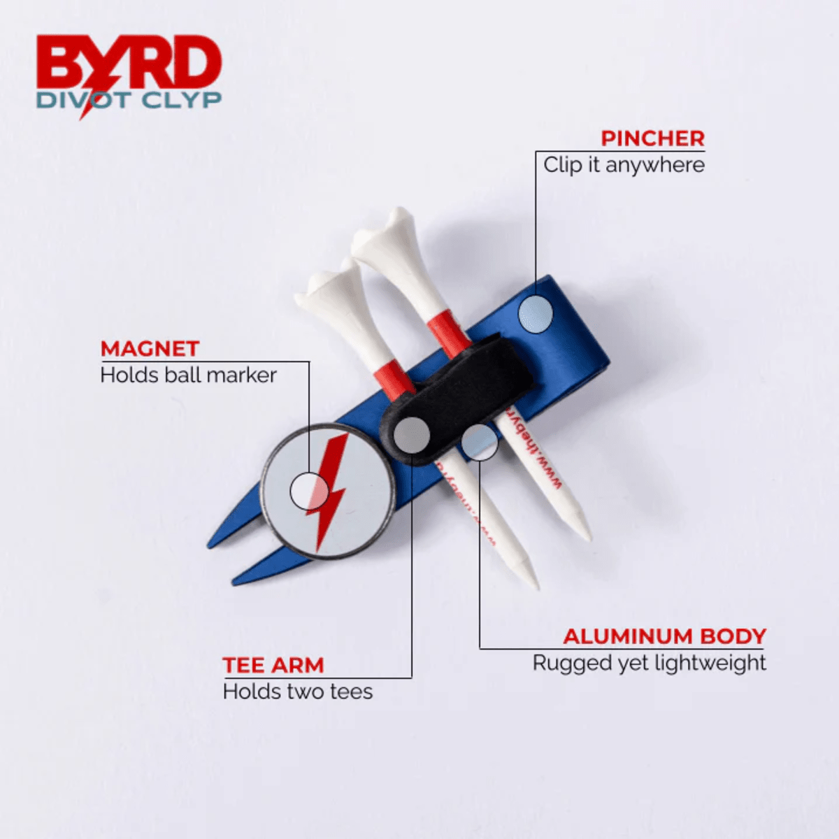 Byrd Golf Divot Clyp Multitool with Ball Marker