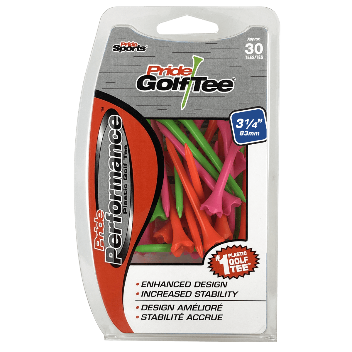 Pride Performance Tees - 3 1/4" - 30 Pack
